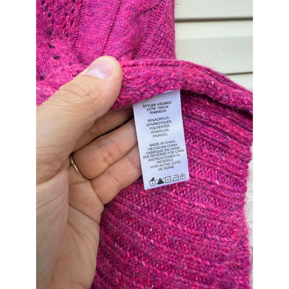 Kut From The Kloth Claudette Marled Crewneck Sweater Pink Large NWT Cozy Knit - Picture 4 of 7